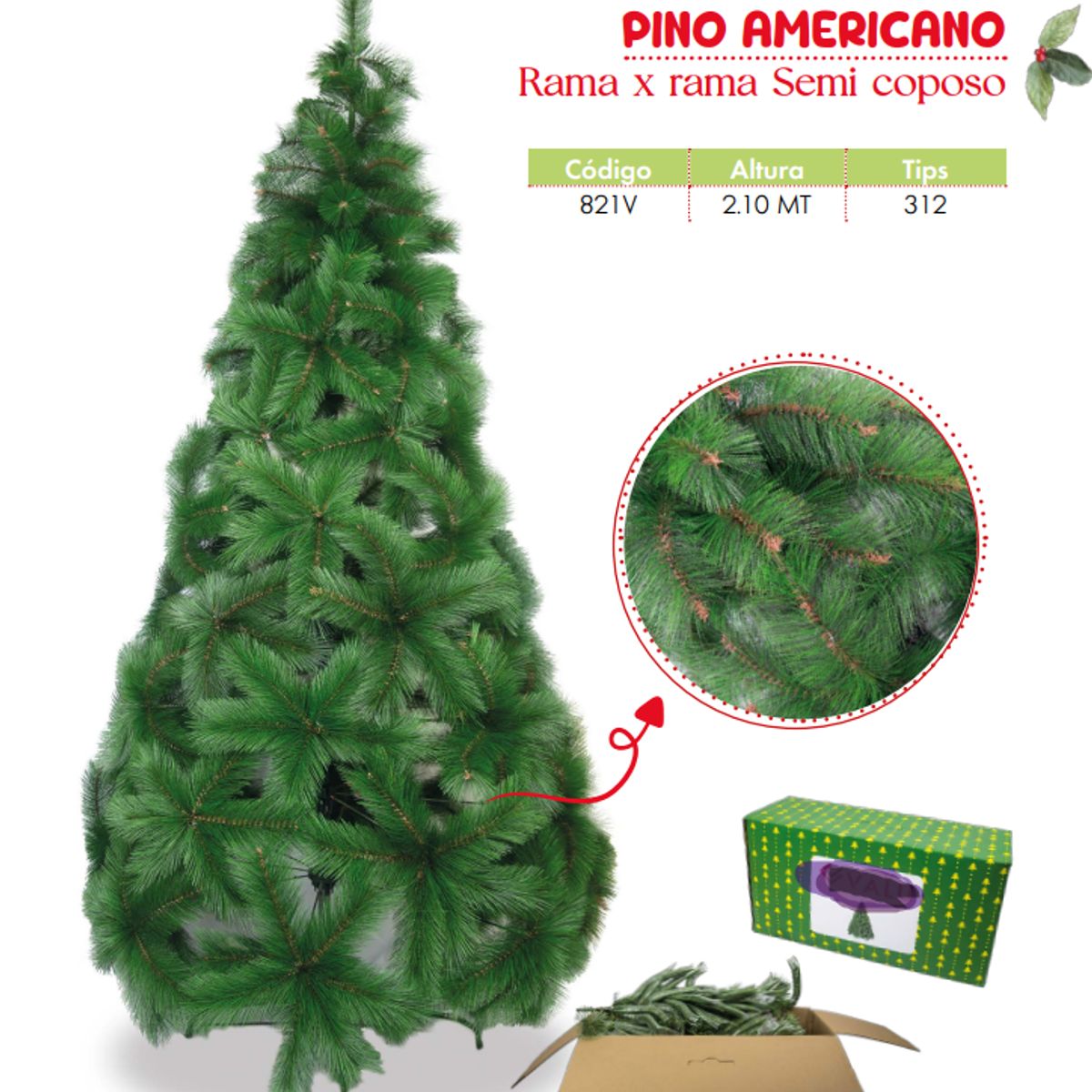 GENERICO - Árbol de navidad de 2 10mt. Rama x rama Semi coposo