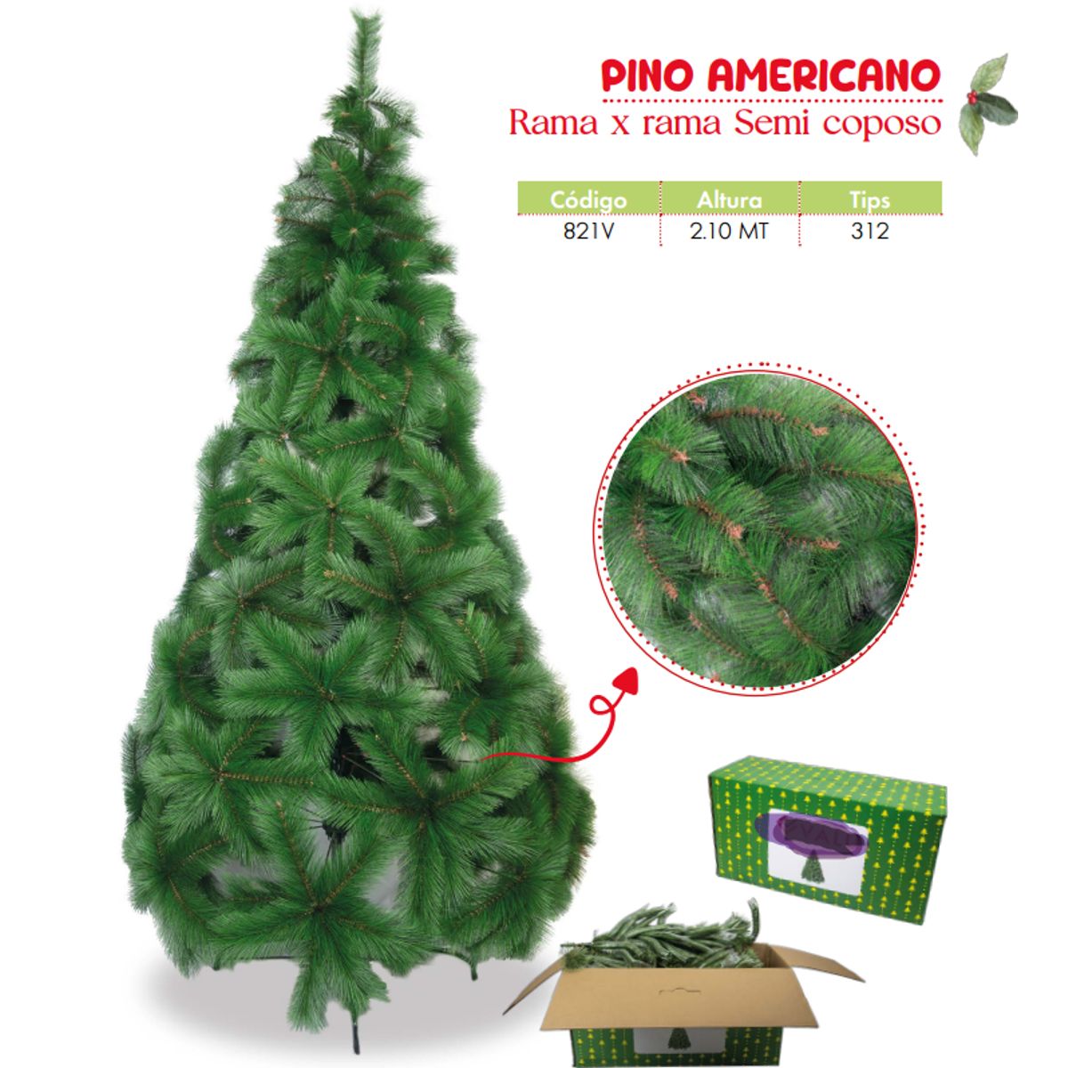 GENERICO - Árbol de navidad de 2 10mt. Rama x rama Semi coposo