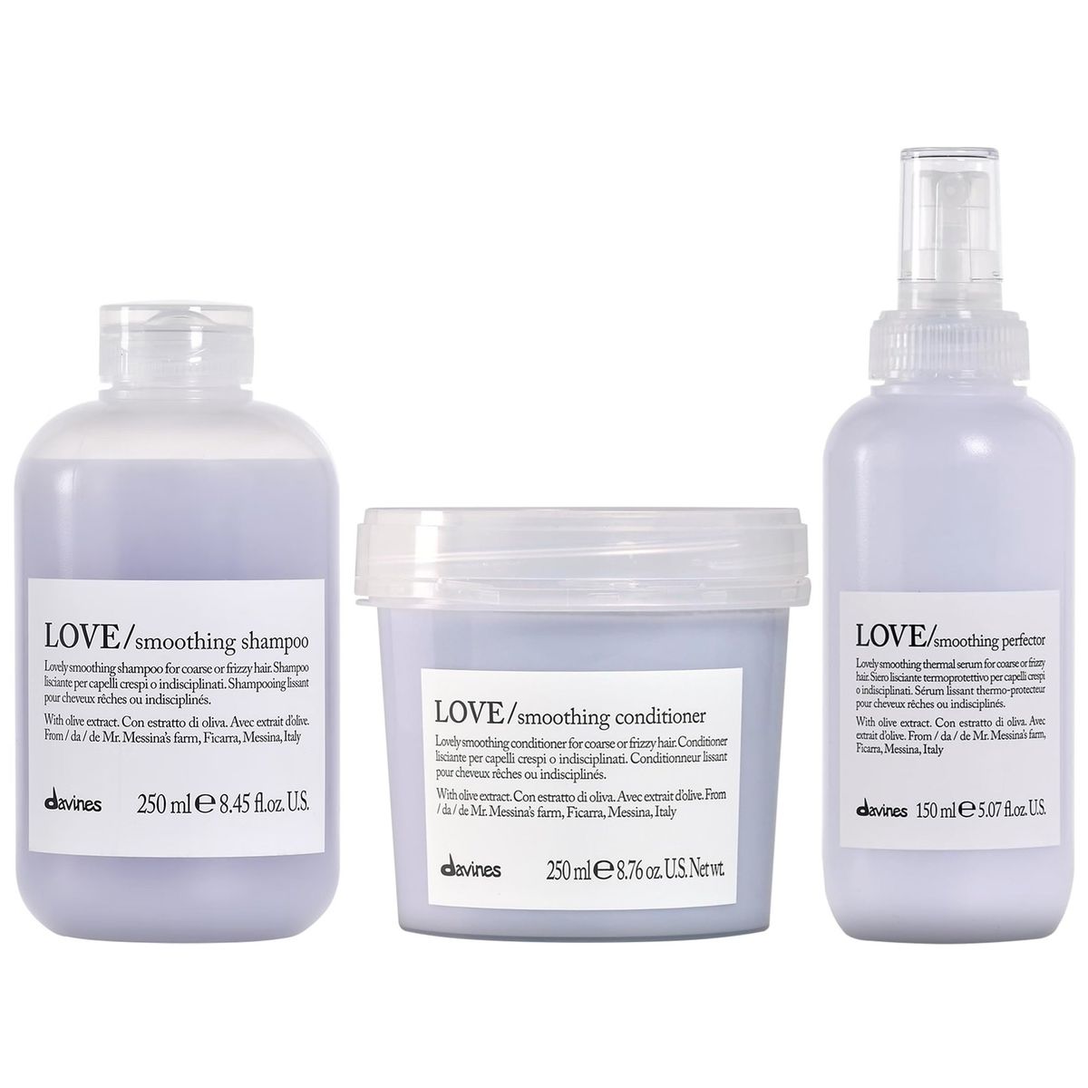 Davines - Shampoo 250ml + Acondicionador + Sérum Davines Love Smoothing