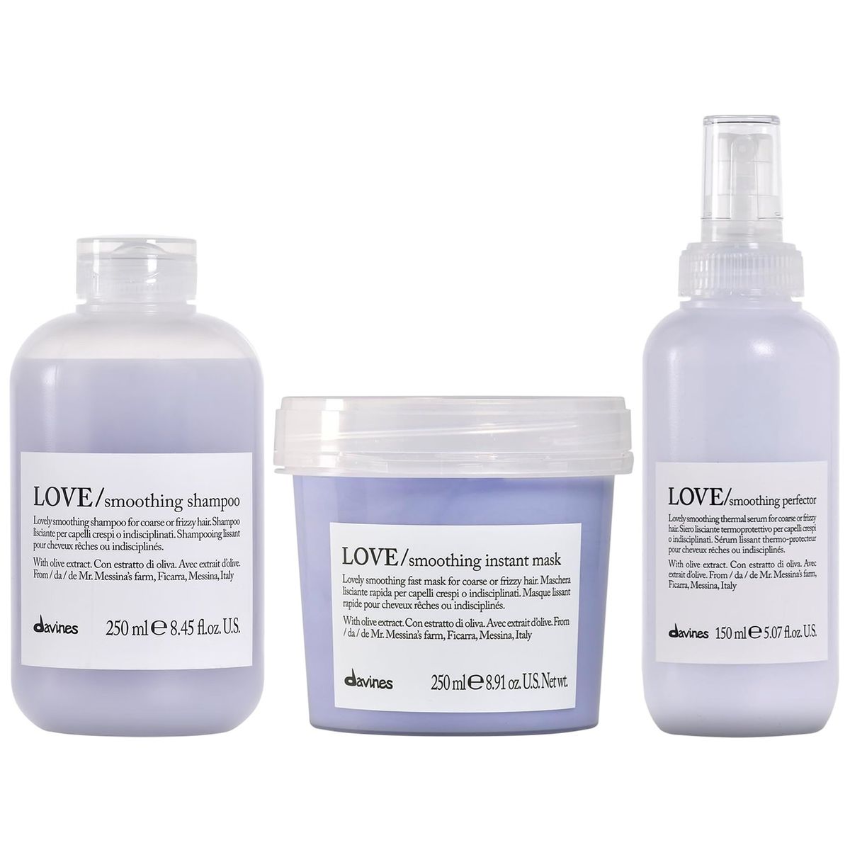 DAVINES - Shampoo 250ml + Mascarilla + Sérum Davines Love Smoothing