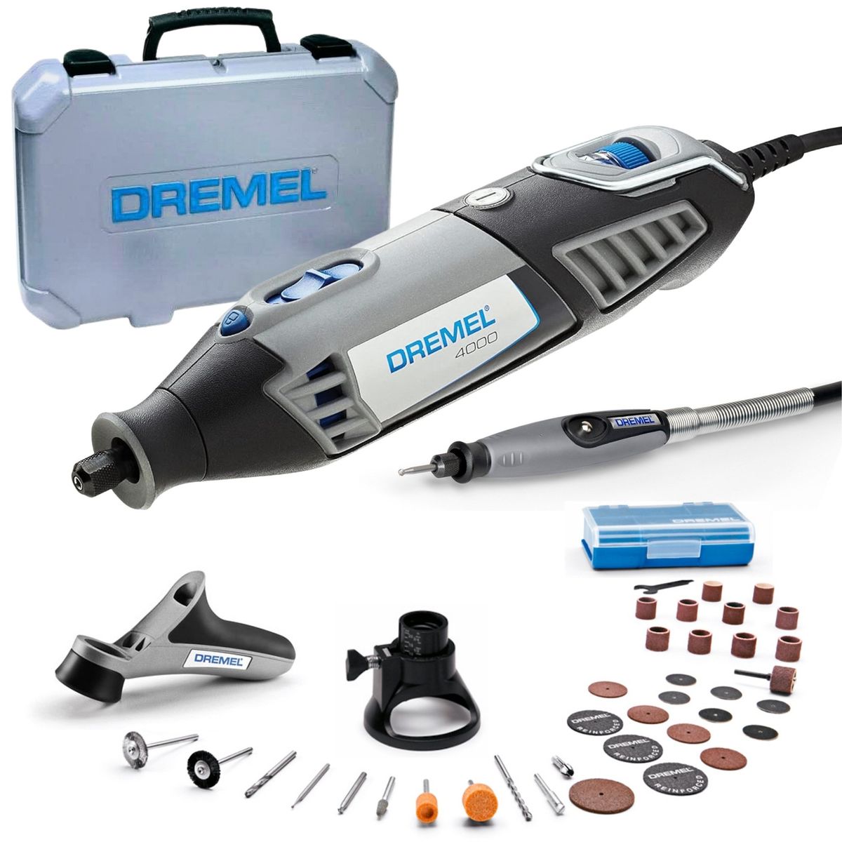 DREMEL - Minitorno Multipropósito DREMEL 4000 +36 accesorios +3 acoples+Maletín