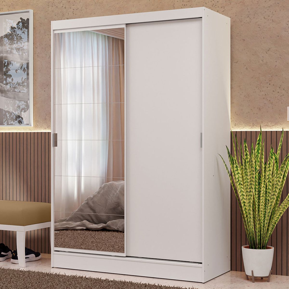 MADESA - Ropero Max 2 Puertas Corredizas 1 Espejo