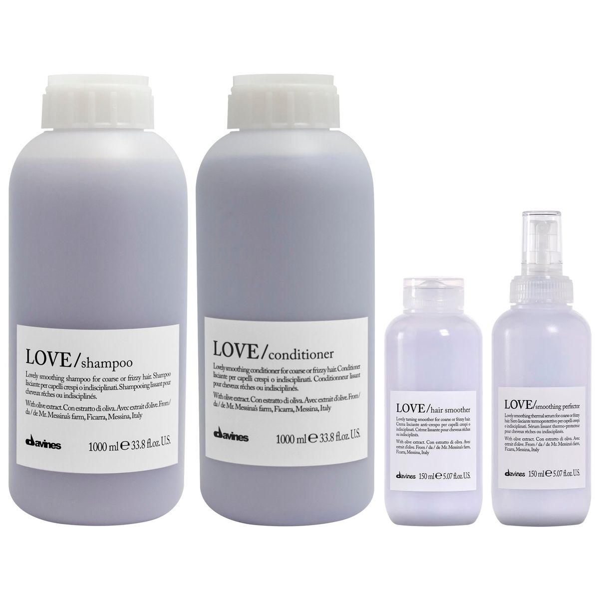 DAVINES - Shampoo 1000ml + Acondicionador + Crema + Sérum Davines Love Smoothing