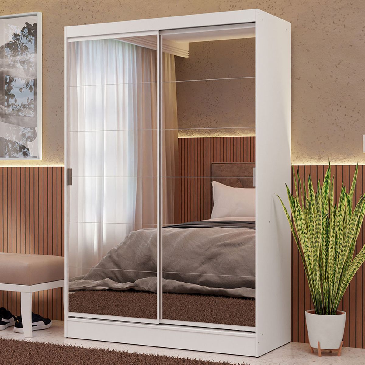 MADESA - Ropero Max 2 Puertas Corredizas con Espejos