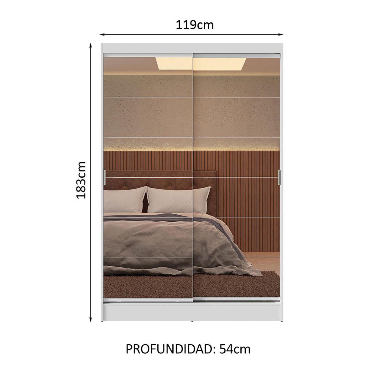 MADESA - Ropero Max 2 Puertas Corredizas con Espejos