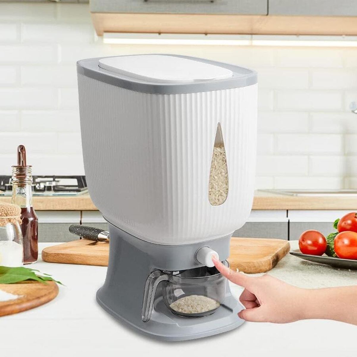 GENERICO - Dispensador De Arroz y Menestras De 10 Kilos - Gris