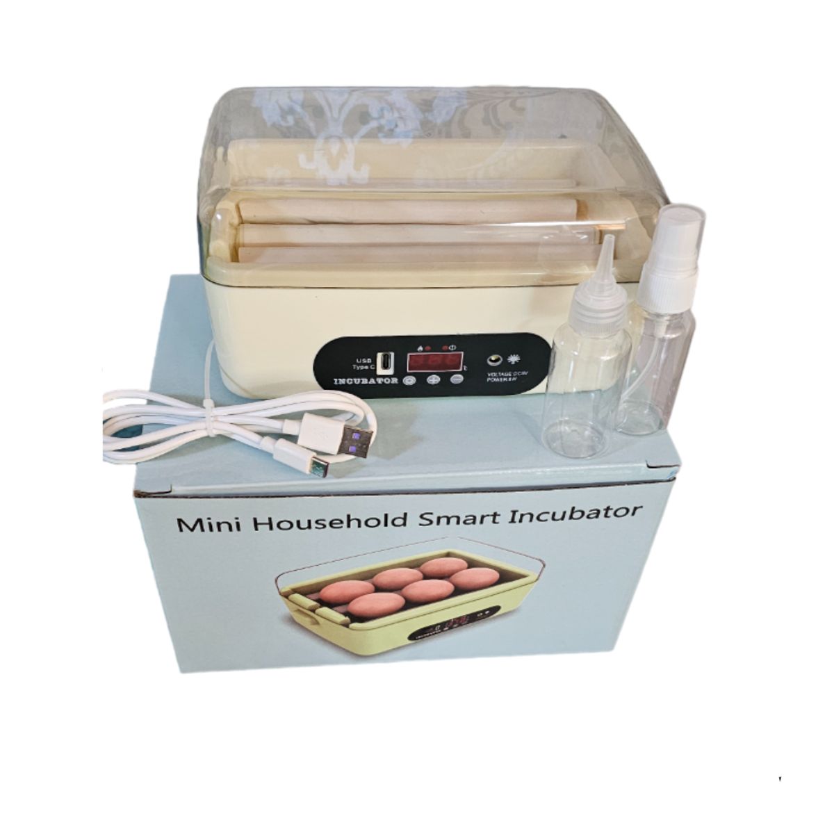 GENERICO - INCUBADORA DE 6 HUEVOS AUTOMÁTICA 5V CON OVOSCOPIO