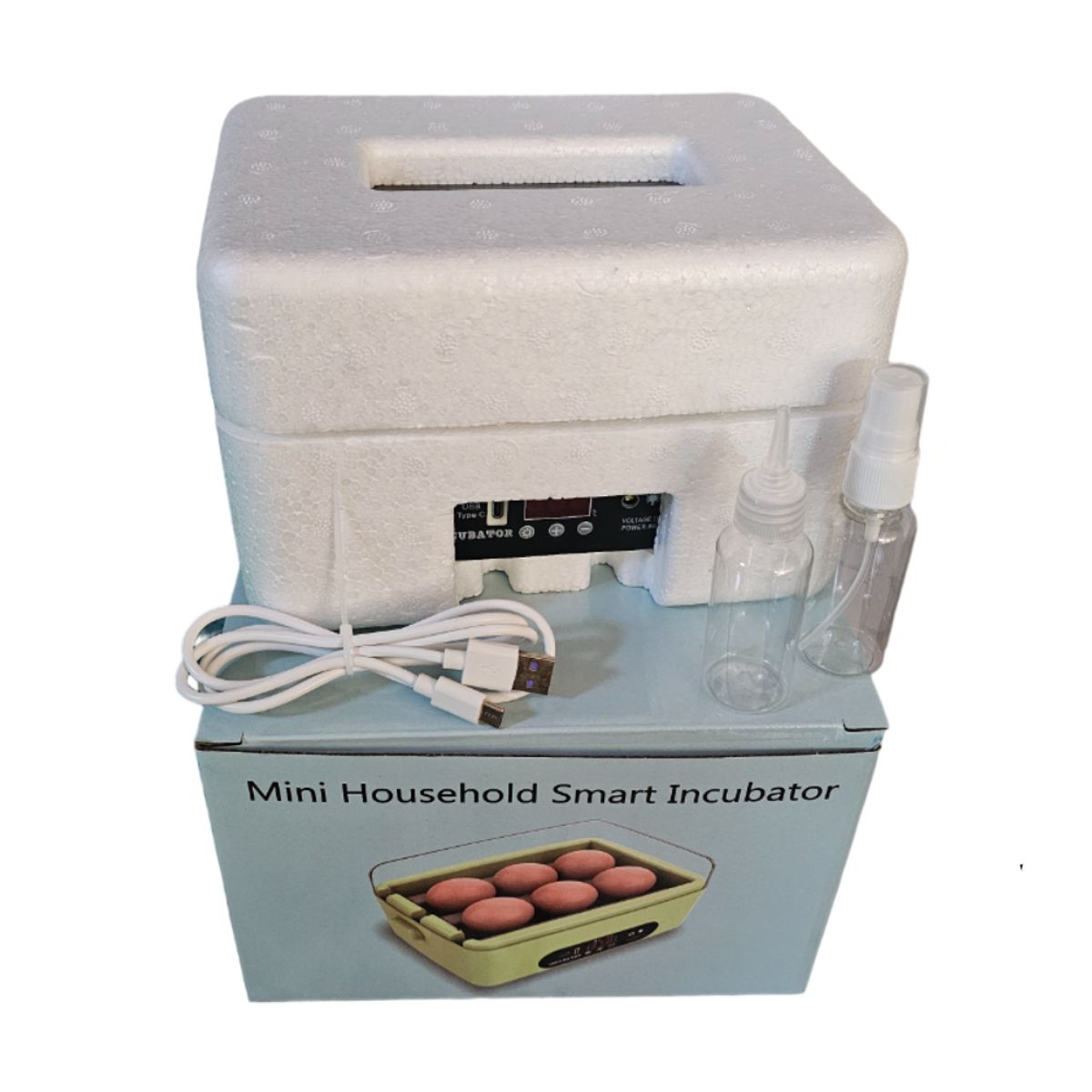 GENERICO - INCUBADORA DE 6 HUEVOS AUTOMÁTICA 5V CON OVOSCOPIO