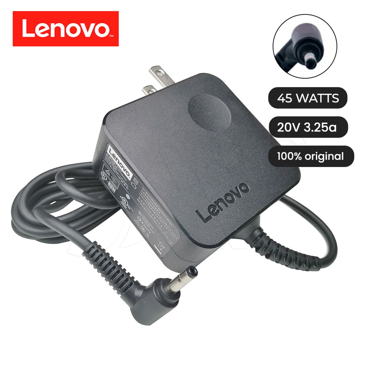 LENOVO - Cargador Ideapad  20v 2.25a 45w  4.0*1.7 PIN FINO-ORIGINAL