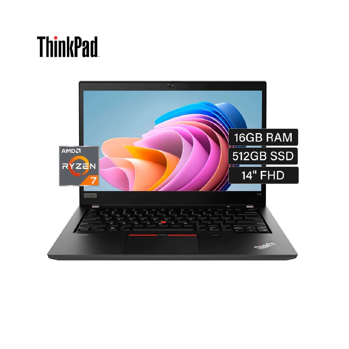 LENOVO - Laptop Lenovo ThinkPad T14 Gen 2 14" FHD, AMD Ryzen 7 Pro 5850U,16GB DDR4, 512GB SSD, Windows 10 Pro