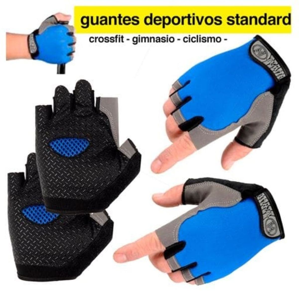 GENERICO - Guantes para Ciclismo Gym  AZUL Talla M