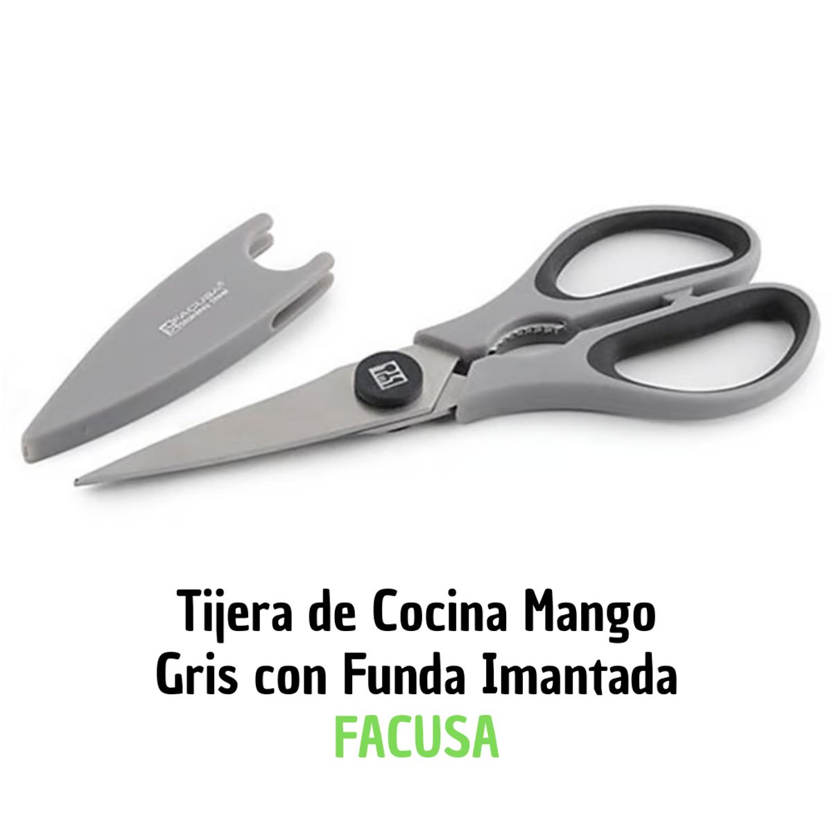FACUSA - Tijera de Cocina Facusa Mango Gris con Funda Imantada