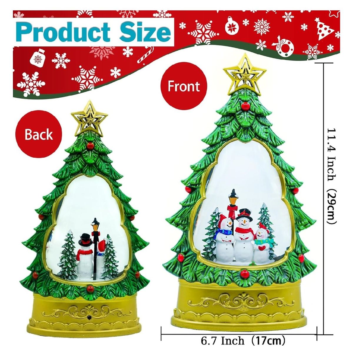 GENERICO - Adorno Navideño Lámpara Musical de Agua Modelo Muñecos de Nieve