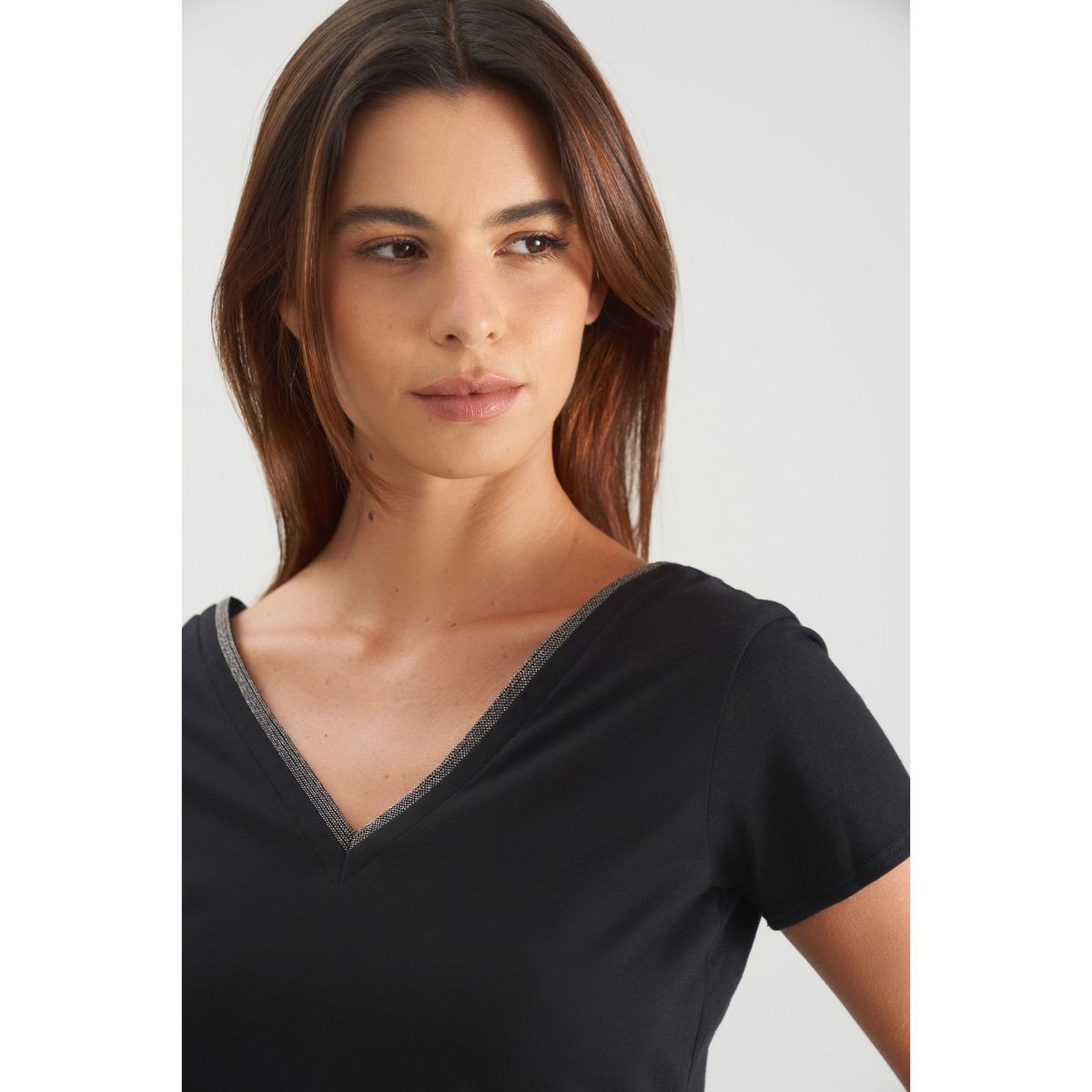 VELEZ - Vélez Polo Básica Mujer Millaré Metálico Decorativo Negro