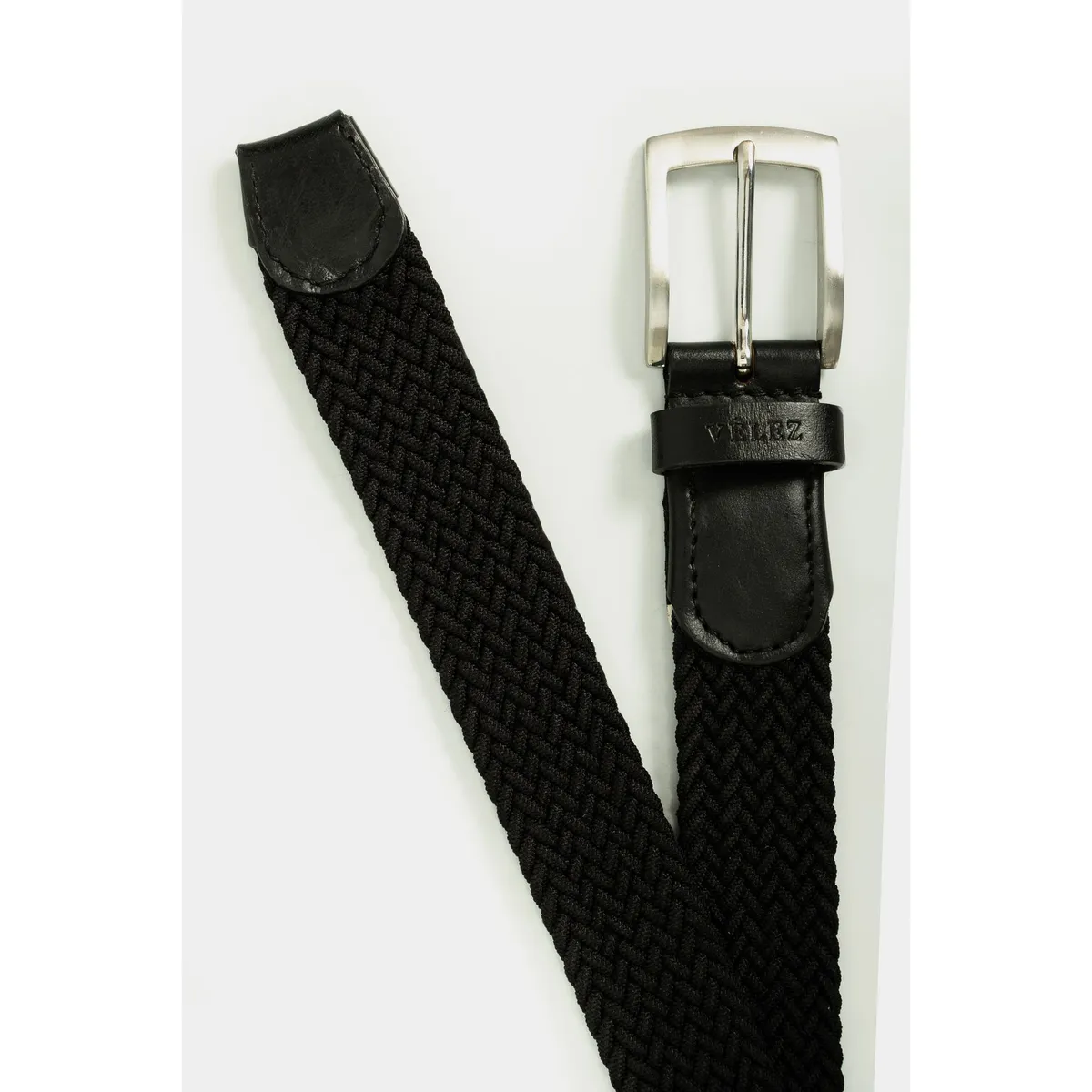 VELEZ - Vélez Cinturón Unifaz Cordón Cuero Para Hombre Trenza Negro