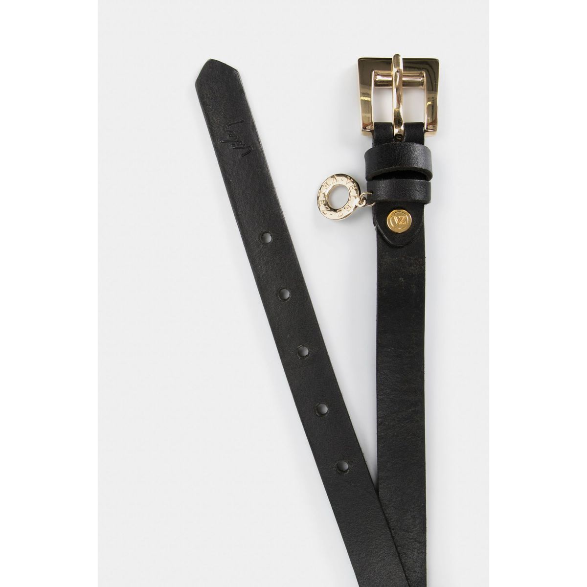 VELEZ - Vélez Cinturón Unifaz Coin De Cuero Delgado Negro