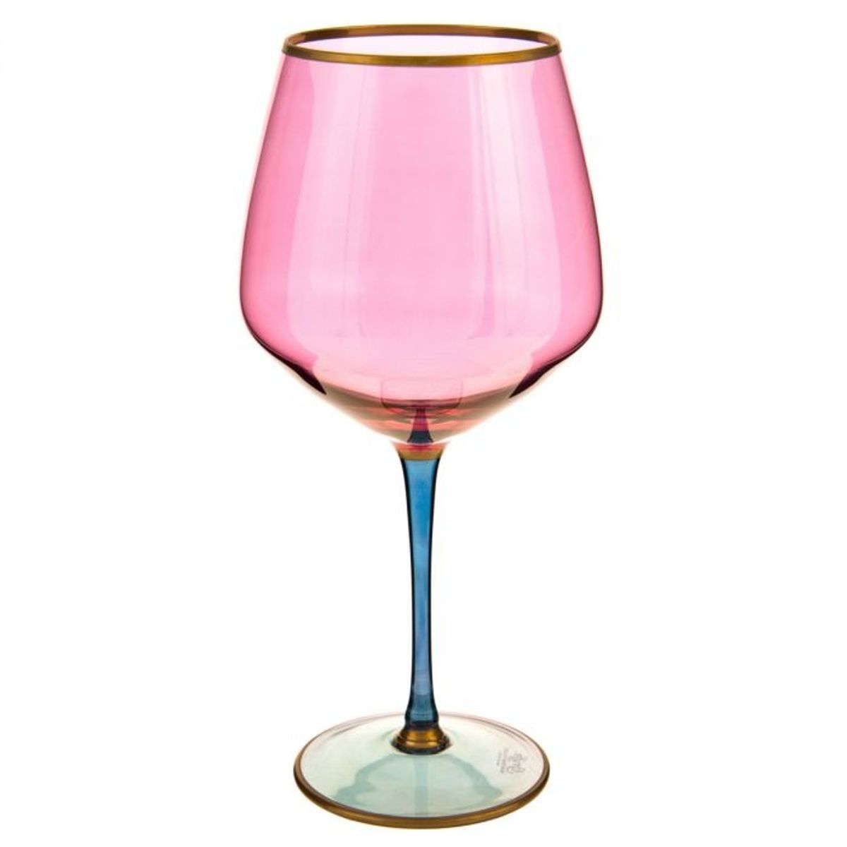 GENERICO - Set 6 Copa vino de Cristal estilo italiano ROSA multicolor