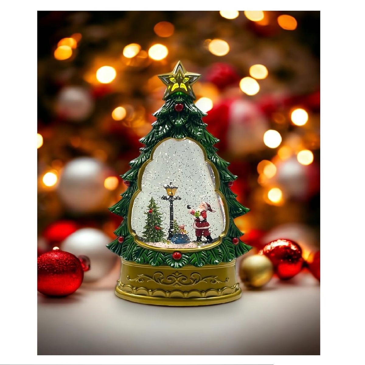 GENERICO - Adorno Navideño Lámpara Musical de Agua Modelo Papa Noel y Farol