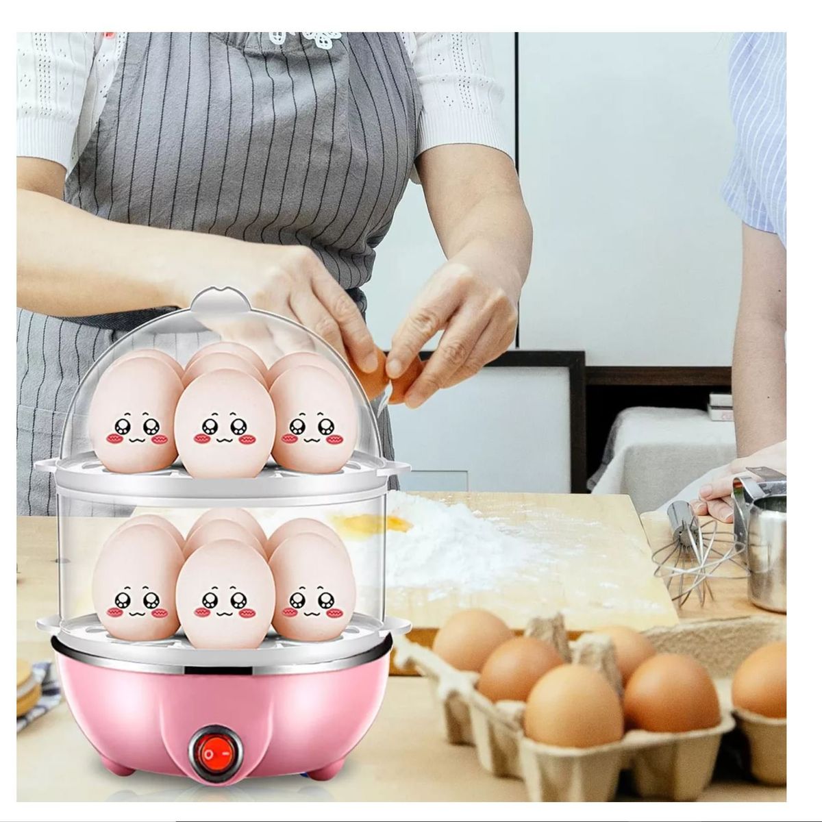 GENERICO - Hervidor de Huevos de Doble Capa Capacidad - Rosado