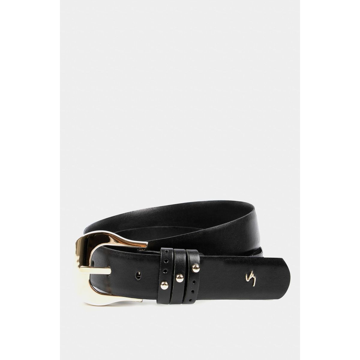 VELEZ - Vélez Cinturón Unifaz De Cuero Pasadores Negro