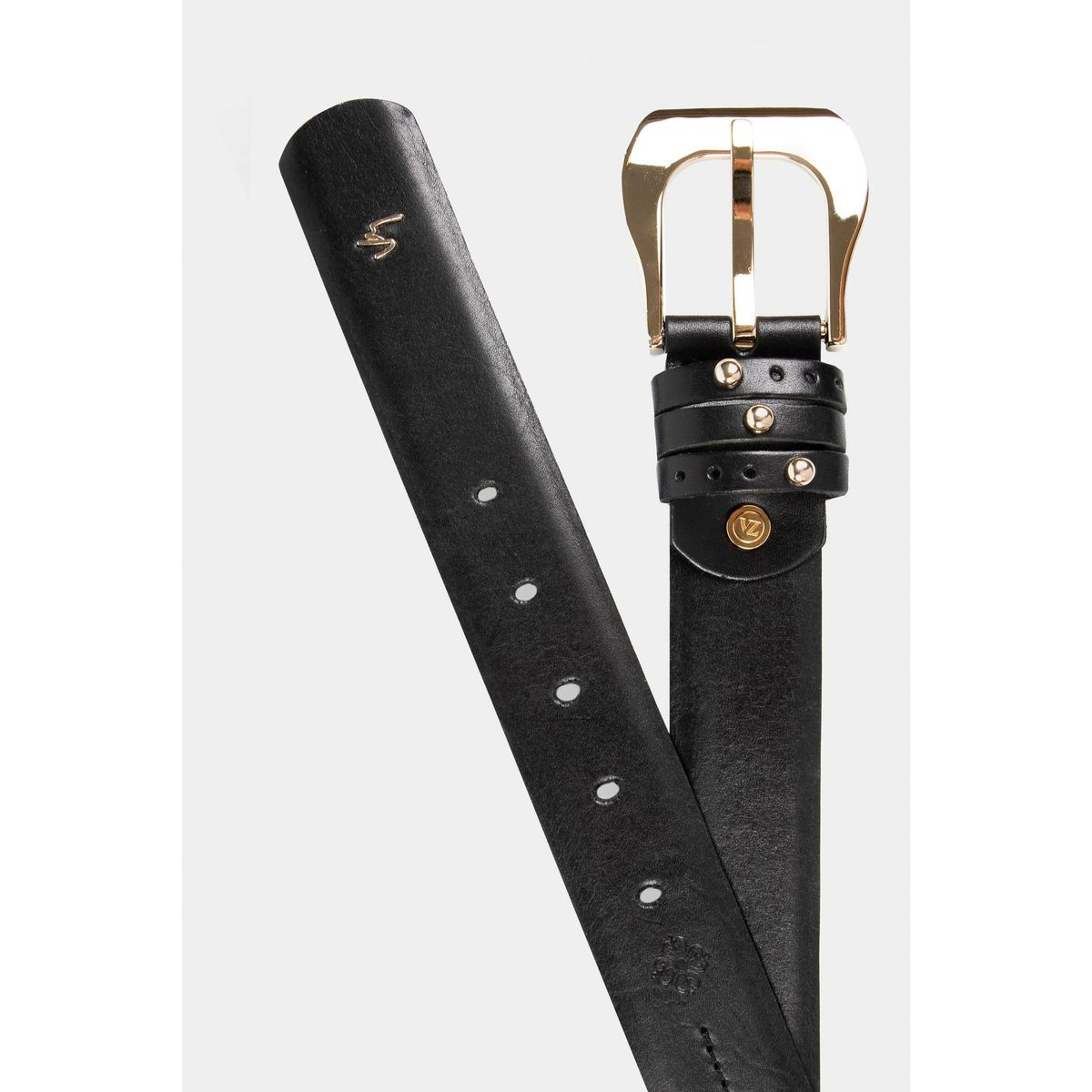 VELEZ - Vélez Cinturón Unifaz De Cuero Pasadores Negro