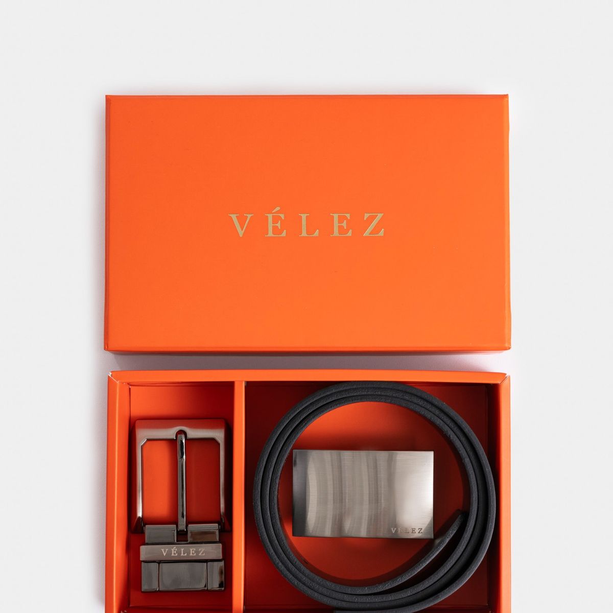 VELEZ - Vélez Kit Cinturón Doble Faz Cuero Hombre Doble Herraje