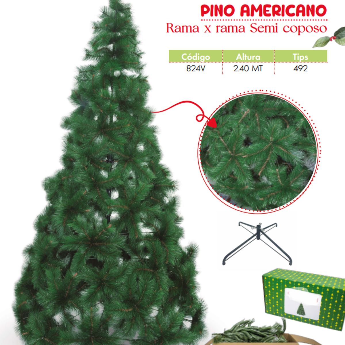 GENERICO - Árbol de navidad de 2 40mt. Rama x rama Semi coposo