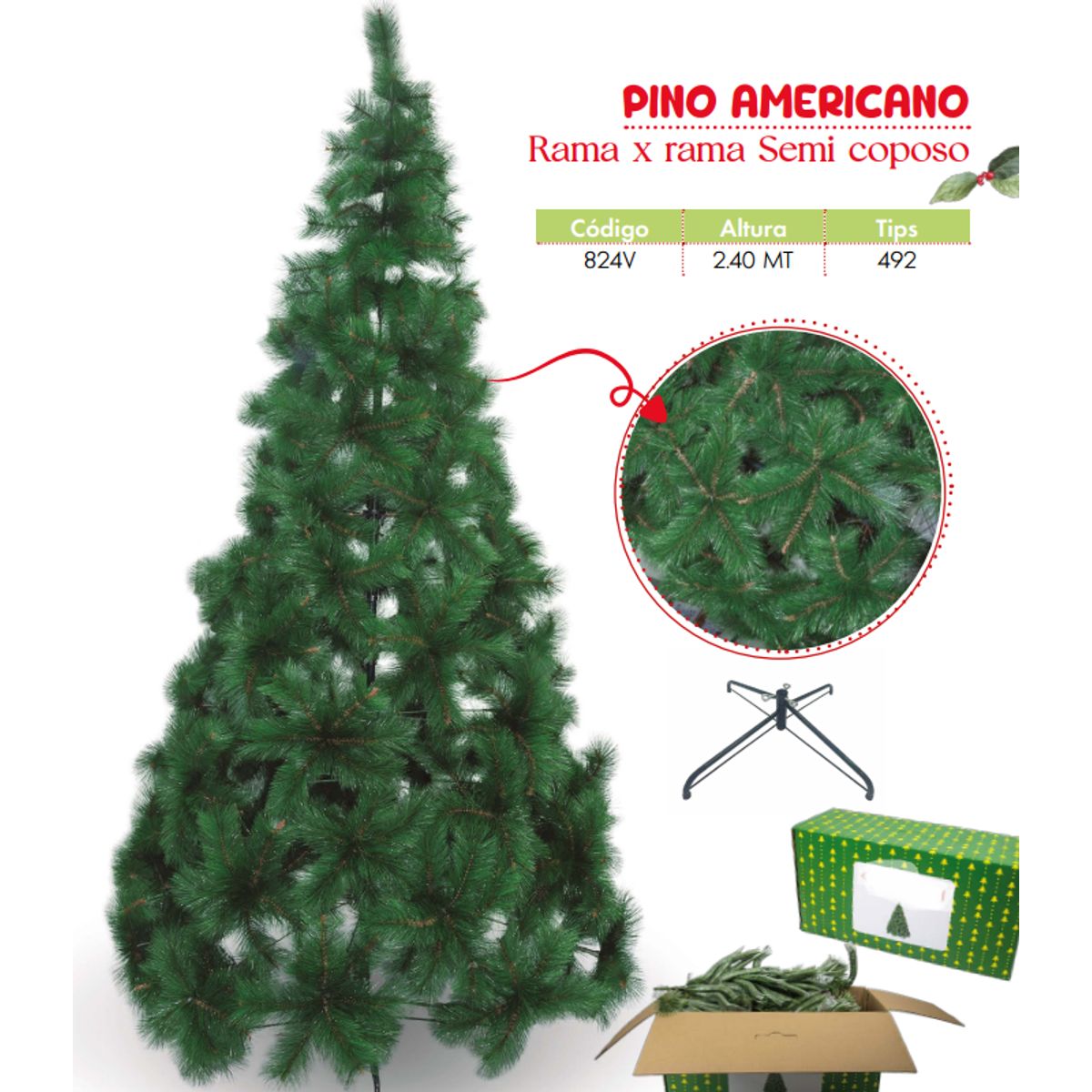 GENERICO - Árbol de navidad de 2 40mt. Rama x rama Semi coposo