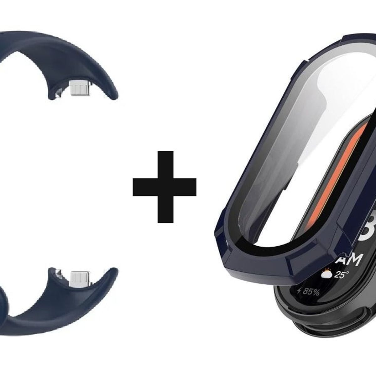 GENERICO - CORREA SILICON + BUMPER PARA XIAOMI BAND 8 AZUL MARINO