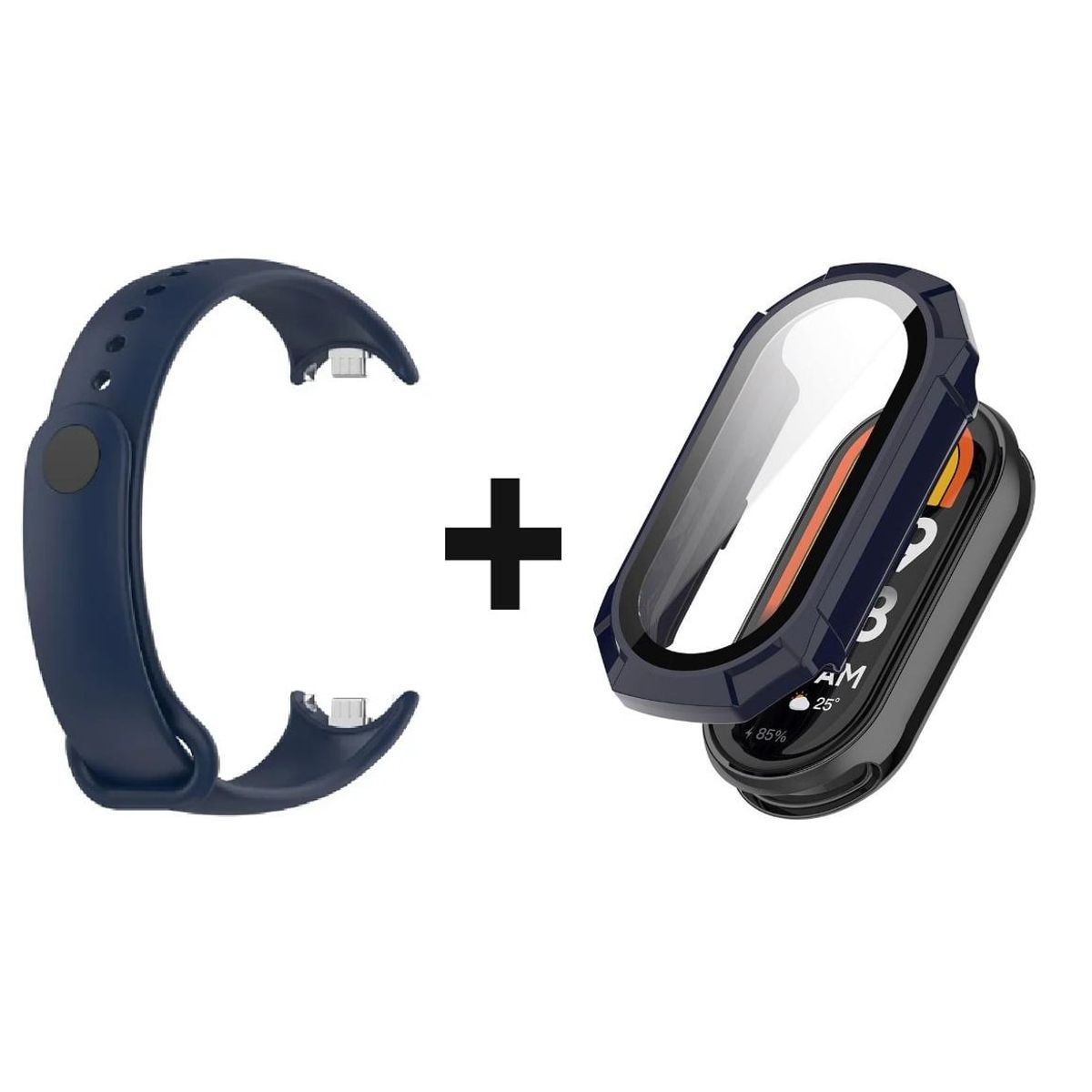 GENERICO - CORREA SILICON + BUMPER PARA XIAOMI BAND 8 AZUL MARINO