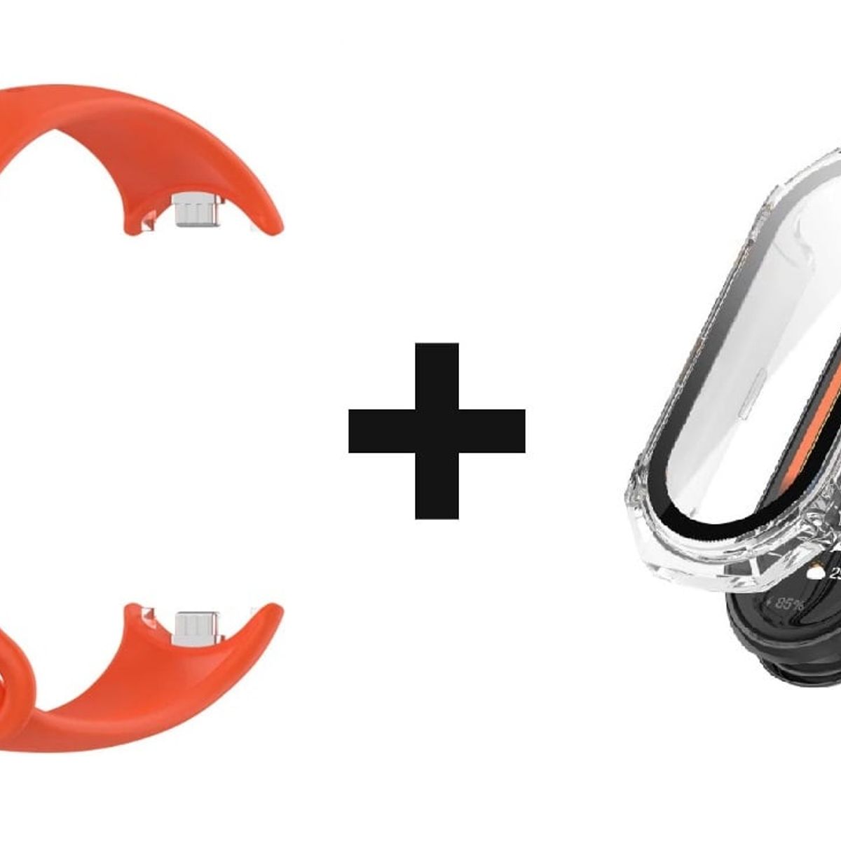 GENERICO - CORREA SILICON + BUMPER PARA  XIAOMI BAND 8 NARANJA