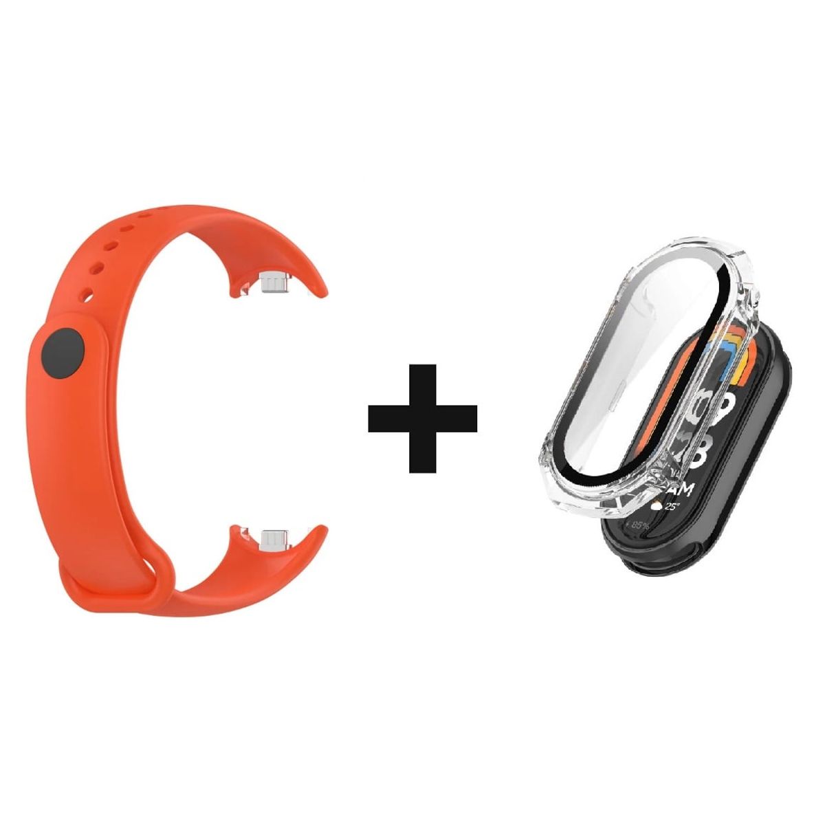 GENERICO - CORREA SILICON + BUMPER PARA  XIAOMI BAND 8 NARANJA