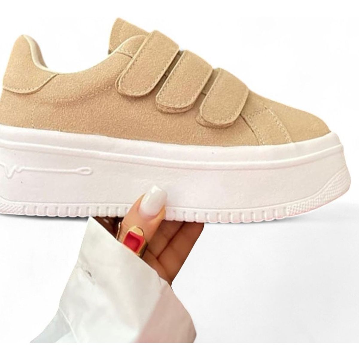 GENERICO - Zapatilla Casual Mujer Tres Pegapegas 2086L-52 Color Beige