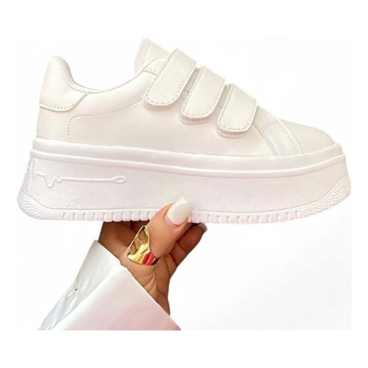 GENERICO - Zapatilla Casual Mujer Tres Pegapegas 2086L-52 Color Blanco