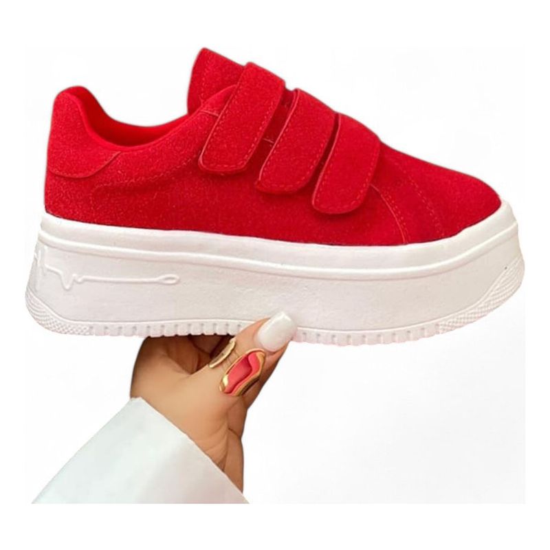 GENERICO - Zapatilla Casual Mujer Tres Pegapegas 2086L-52 Color Rojo