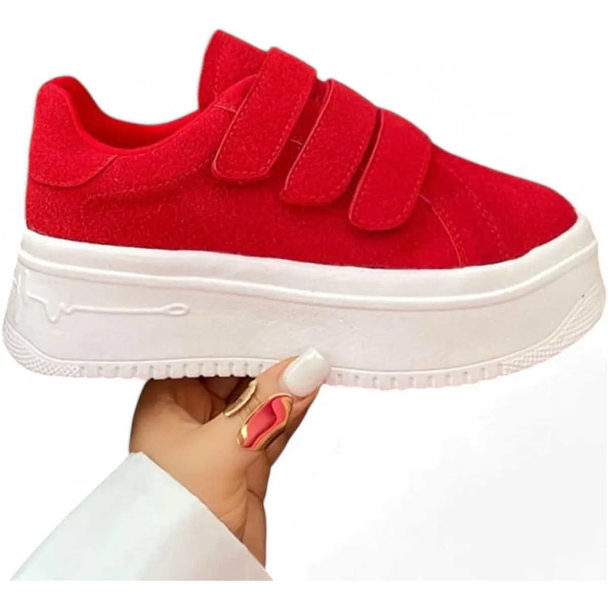 GENERICO - Zapatilla Casual Mujer Tres Pegapegas 2086L-52 Color Rojo