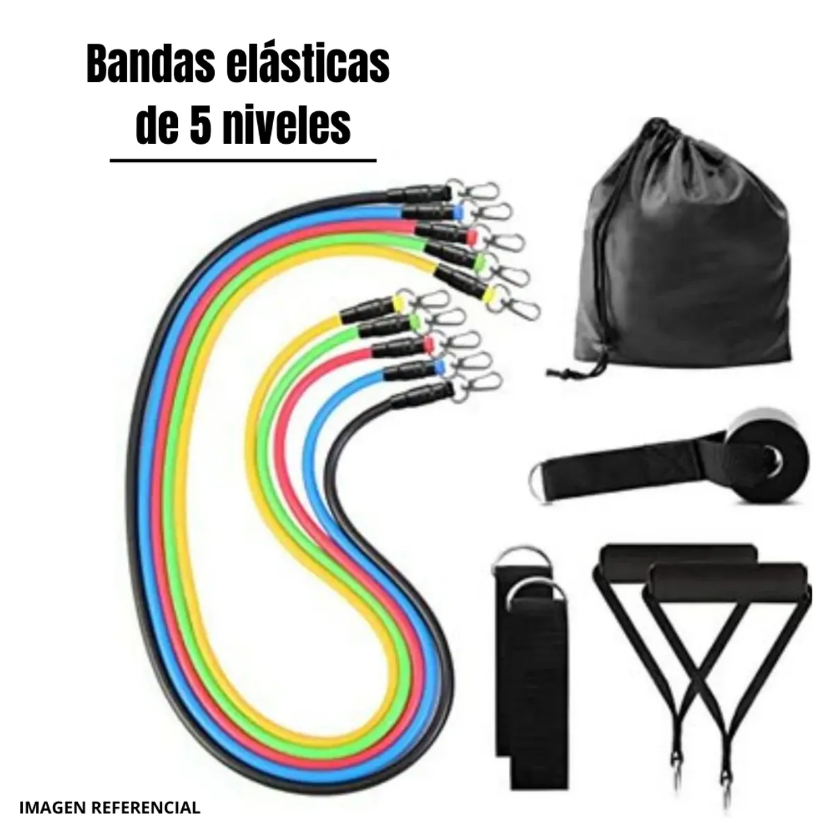 GENERICO - Set Resistencia De 5 Ligas Bandas Fitness