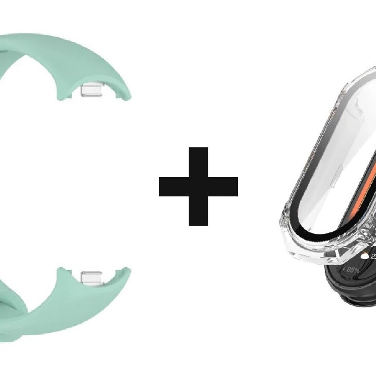 GENERICO - CORREA SILICON + BUMPER PARA  XIAOMI BAND 8 VERDE CLARO