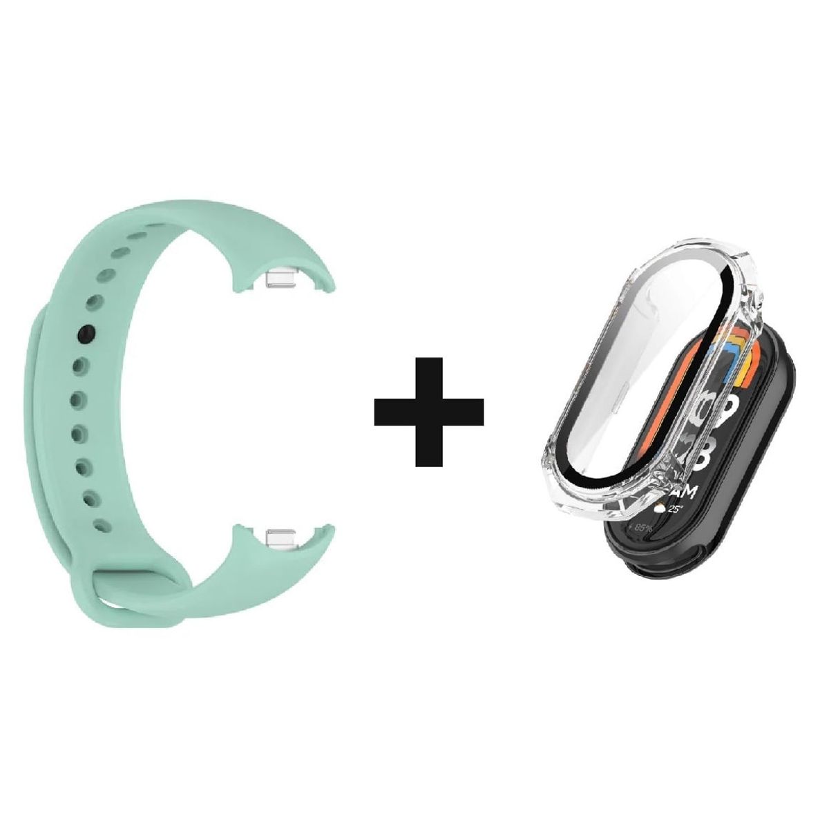 GENERICO - CORREA SILICON + BUMPER PARA  XIAOMI BAND 8 VERDE CLARO
