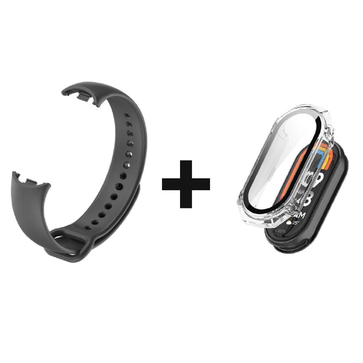 GENERICO - CORREA SILICON + BUMPER PARA XIAOMI BAND 8 GRIS