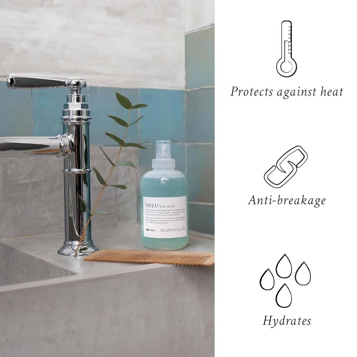 DAVINES - Shampoo Anti-rotura + Spray Hair Shield Protector Térmico Davines Melu