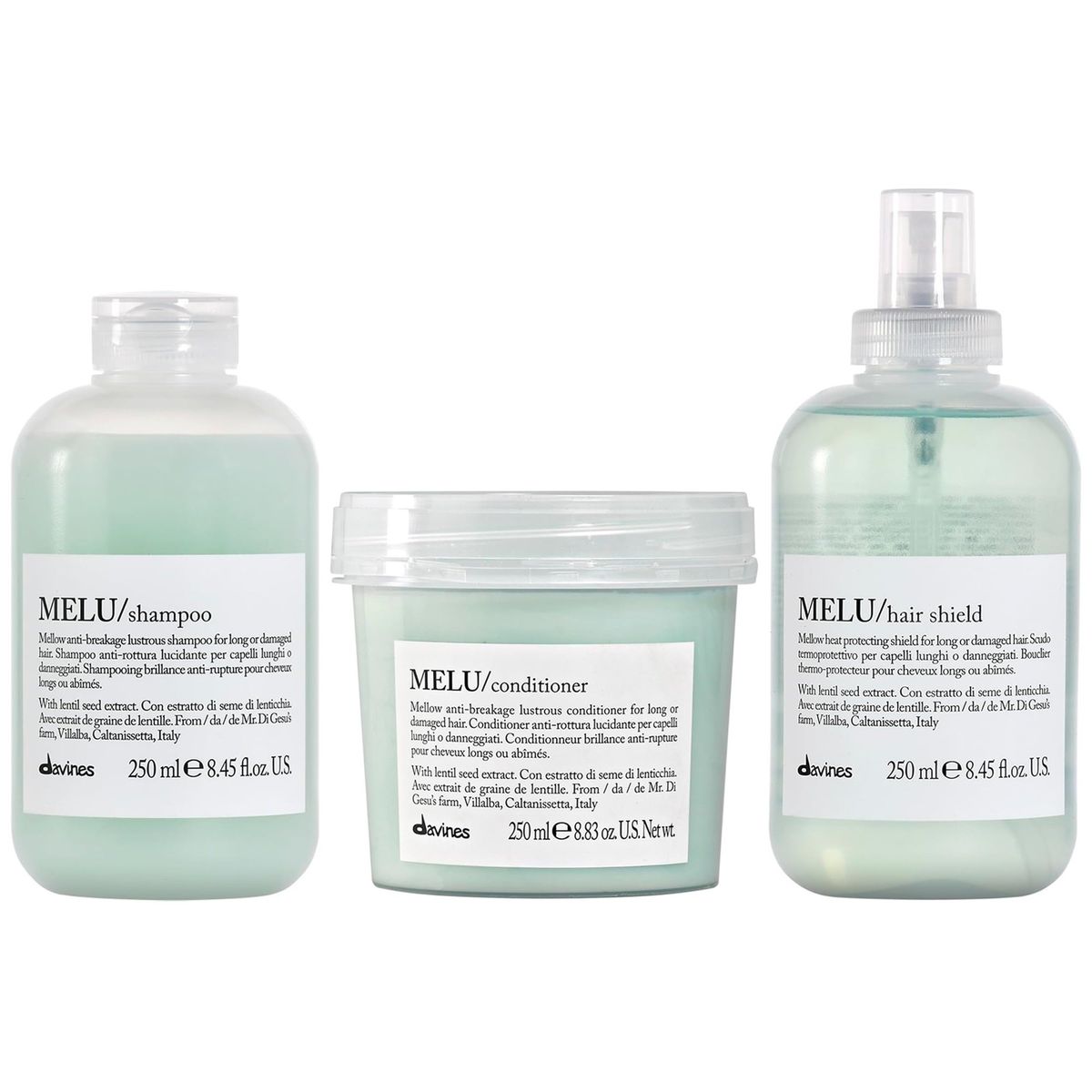 DAVINES - Shampoo Anti-rotura 250ml + Acondicionador + Spray Shield Davines Melu