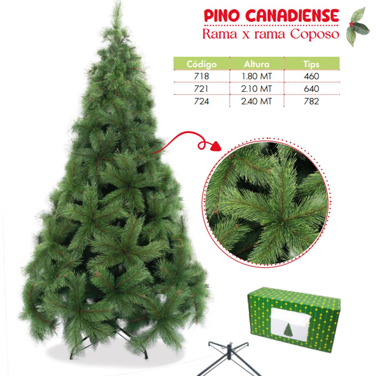 GENERICO - Árbol de navidad de 2 40mt. Rama x rama coposo pino canadiense