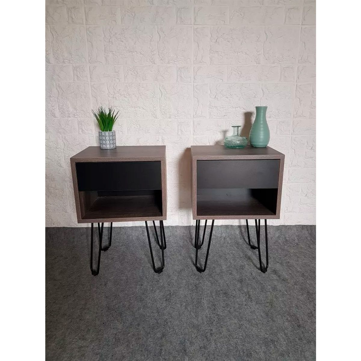 GENERICO - Velador Mesa De Noche Brunella Dark 2Unid - Gaudi