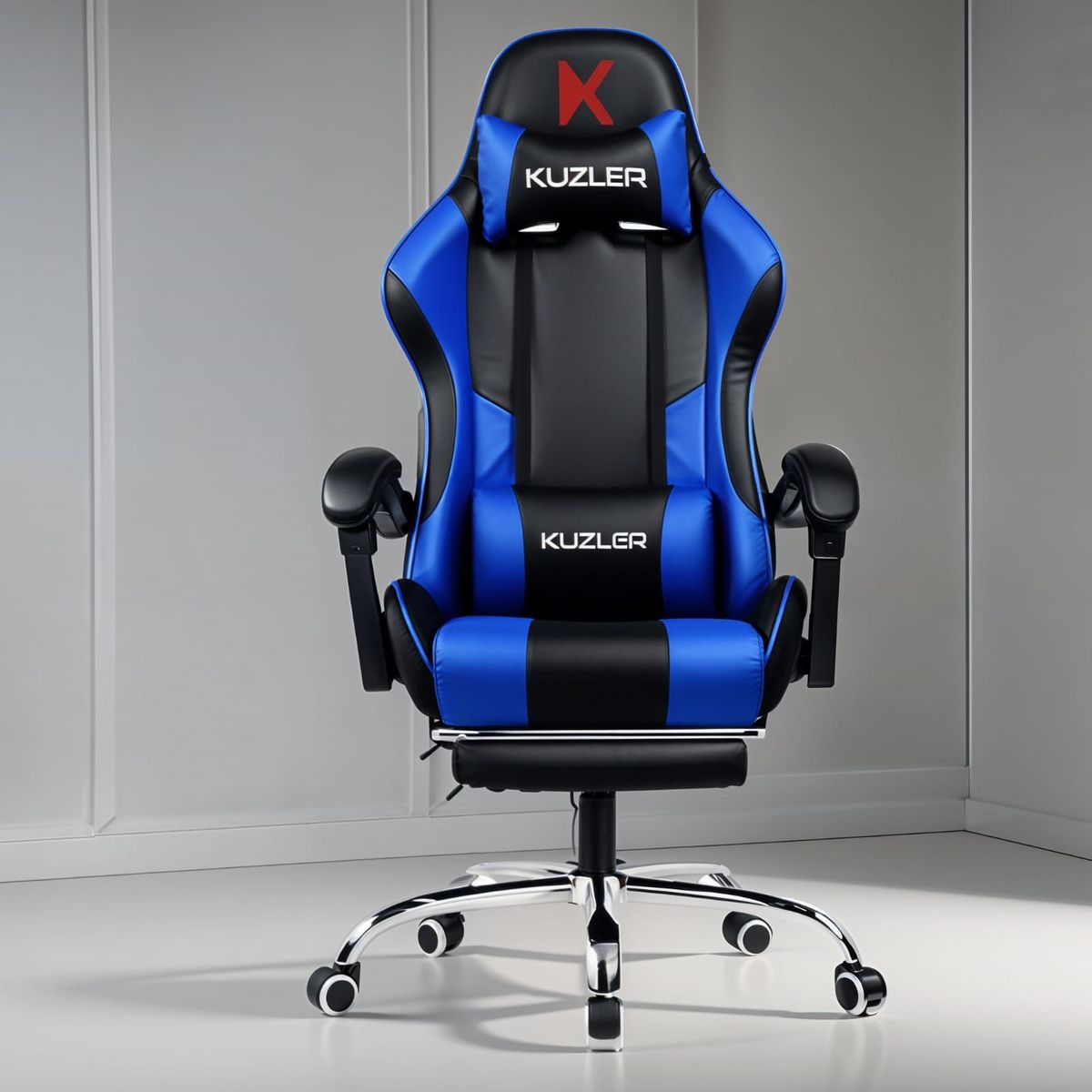 KUZLER - Silla Gamer Kuzler Azul Con Masajeador Lumbar