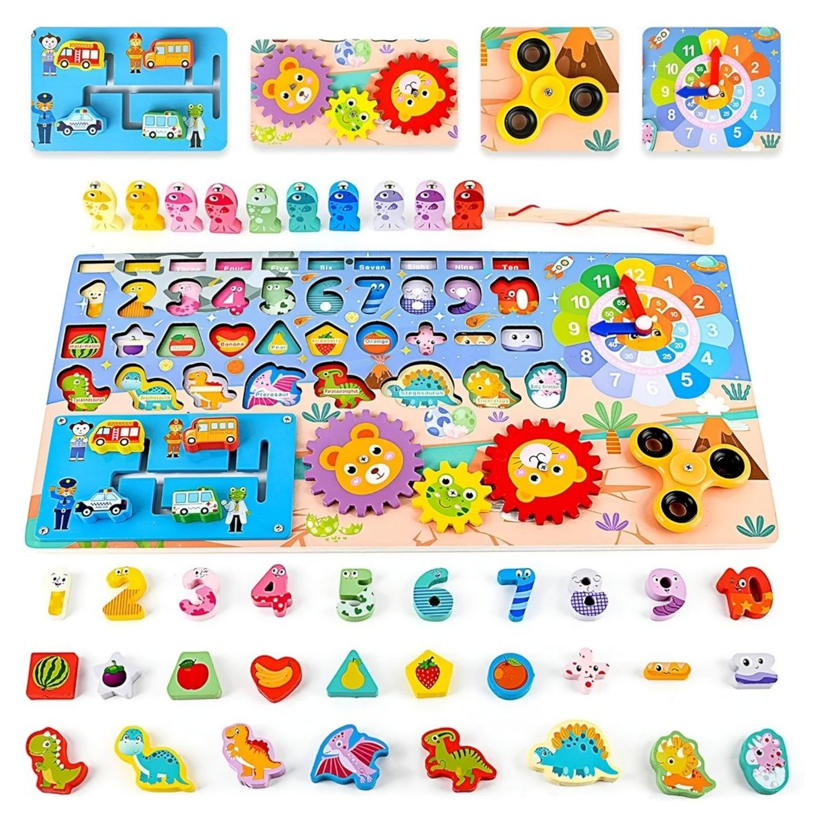 GENERICO - Tablero didáctico montesoori 8 en 1 para niños