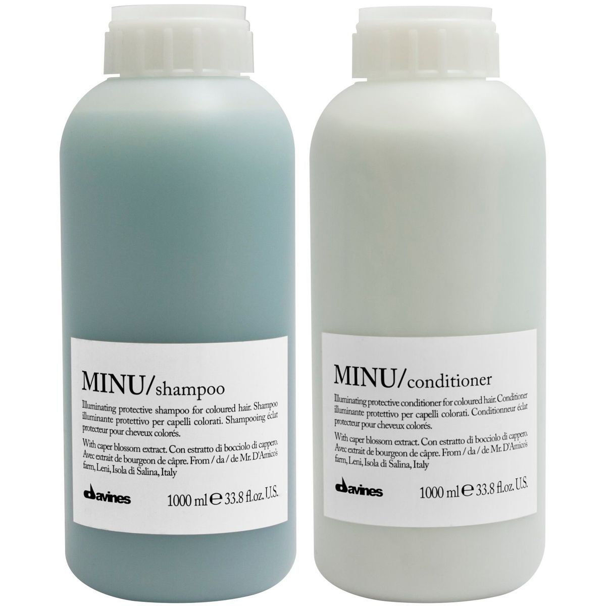 DAVINES - Shampoo Iluminador Cabello Teñido 1000ml + Acondicionador Davines Minu