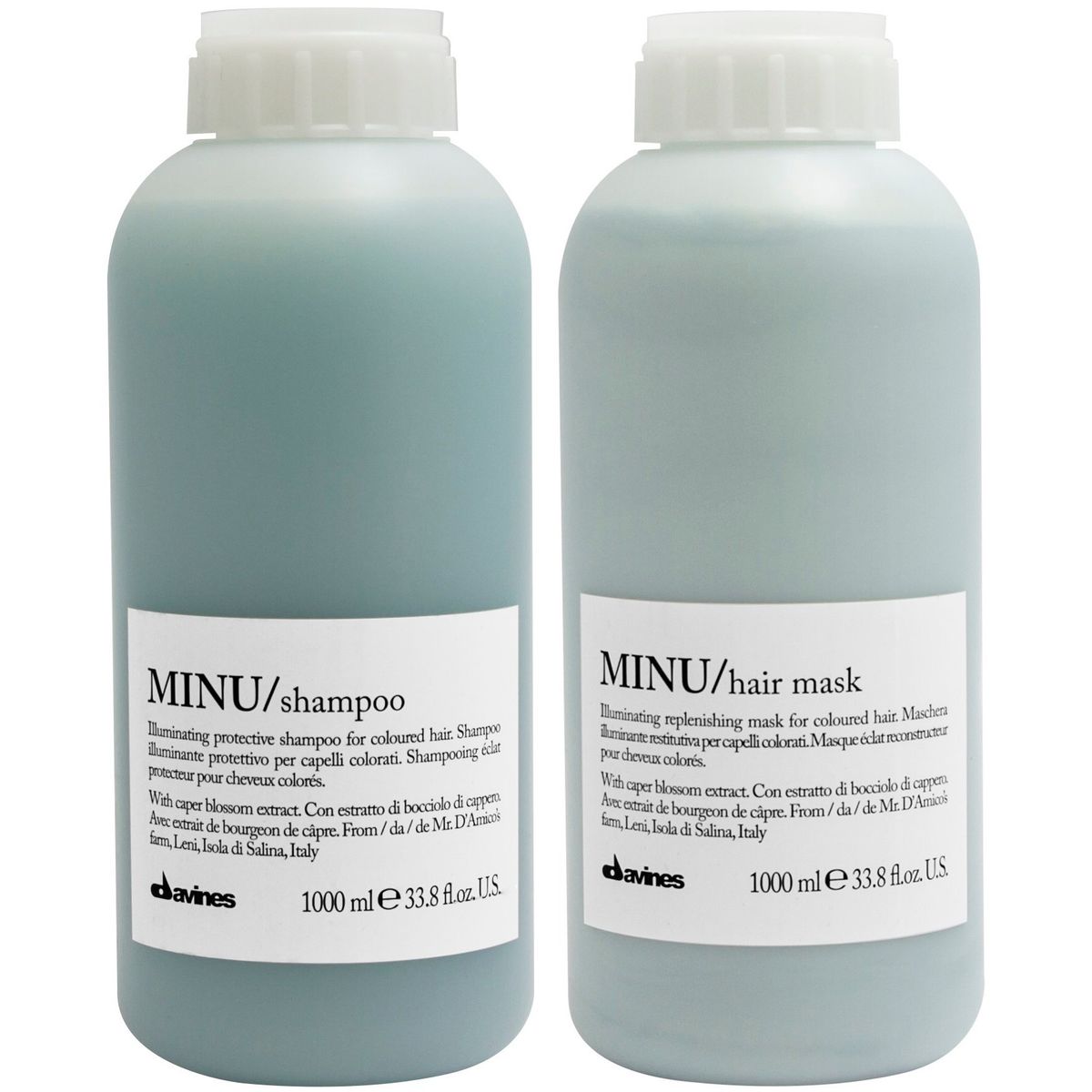 DAVINES - Shampoo Iluminador Cabello Teñido 1000ml + Mascarilla Davines Minu