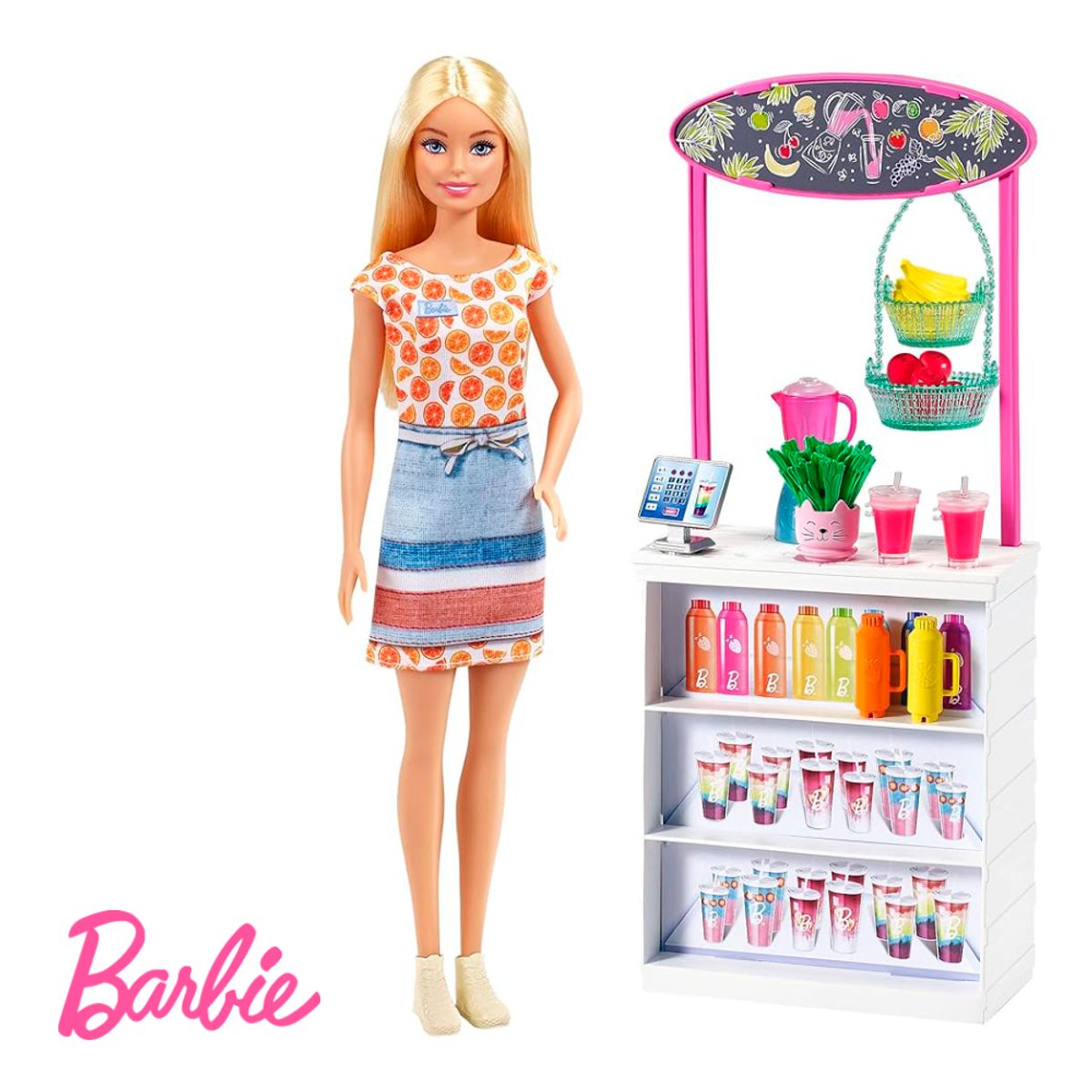 BARBIE - Muñeca Barbie Set de Jugos Tropicales