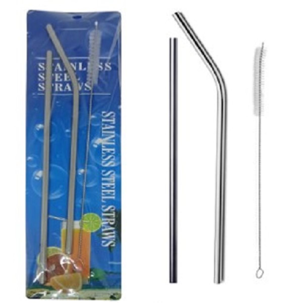 GENERICO - SORBETE DE ACERO PACK x 2 UNID. + LIMPIA SORBETE ACERO